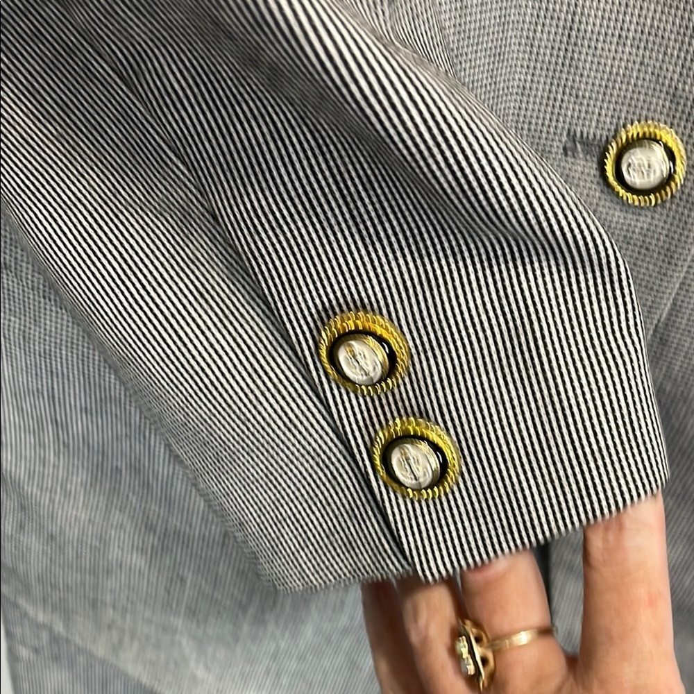 Vintage 80s Power Suit Skirt Set Gray Blazer Office Career Core Size 10 - Picture 7 of 16